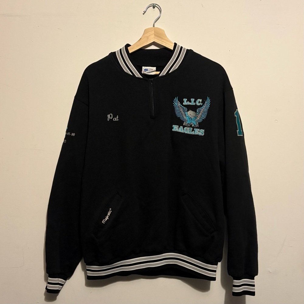 🦅 VINTAGE 90s MLB MAJESTIC L.I.C. EAGLES LETTERMAN VARSITY SPORTS JACKET 🦅